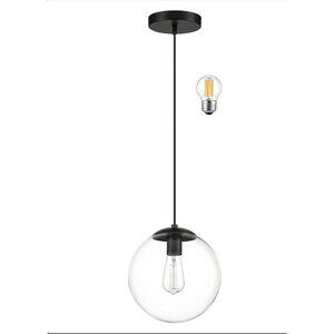6-inch Mini Modern Globe Pendant Light Clear Glass with Black Finish